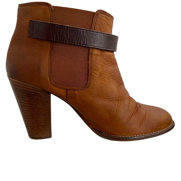 MADEWELL Lonny Leather Ankle Boot 3 1/2 inch Heel in Tan Women's Size 8 - Picture 5 of 11